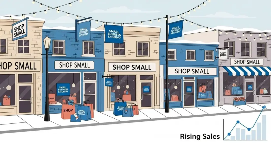 Small Business Saturday signs outside local American shops