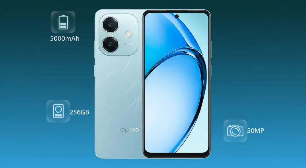 Oppo A60 smartphone with display and camera features