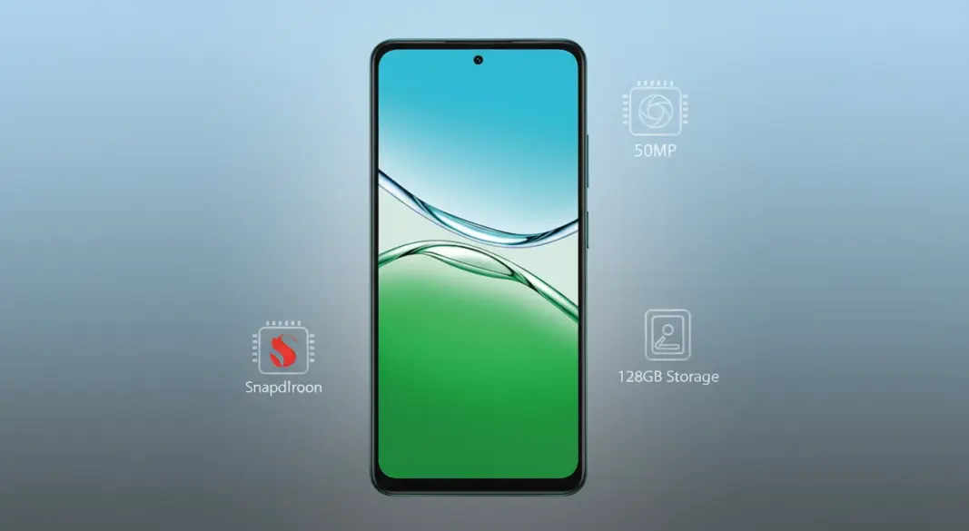 OPPO A5 smartphone with rear dual camera and large display