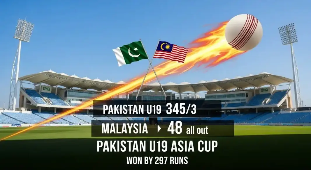 Pakistan U19 Asia Cup match result graphic in Dubai