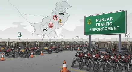 Police seizing vehicles during Punjab traffic crackdown