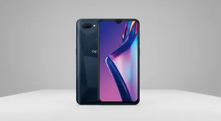 Oppo A12 3GB smartphone with commercial background